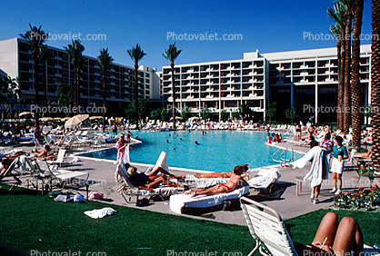 Crowds Lounging at a Swimming Pool, Lounge Chairs