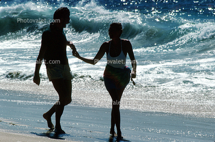 Couple on the Beach, Pacific Ocean, sand, water