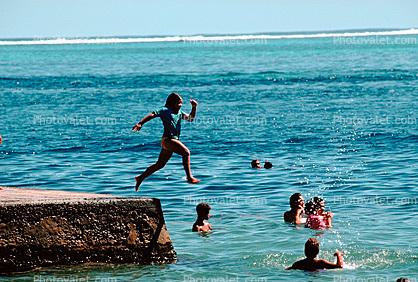 girl in a bathing suit, bikini, water, ocean, Jumping, Fun