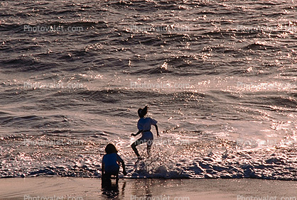 Girls playing in the water, Baker Beach