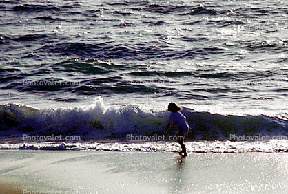 Girl playing in the water, Baker Beach