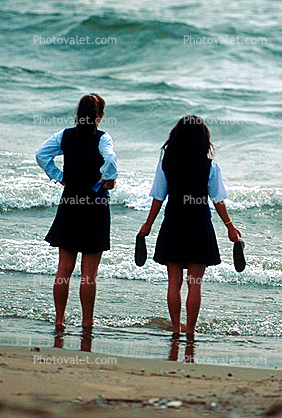 School Girls on the Beach