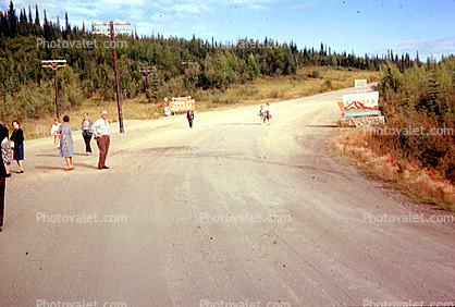 Canda Alaska Border, Border, near Skagway, Road, July 1963, 1960s, Alcan Highway