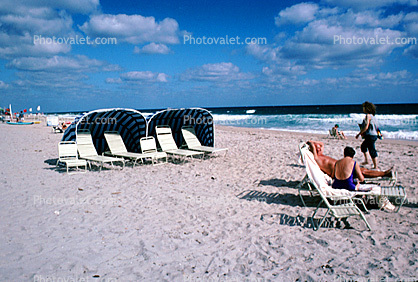 Empty Lounge Chairs, Beach, Sand, Ocean, Del Rey Beach Florida