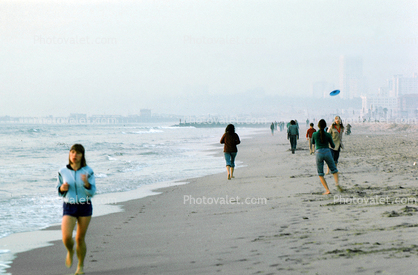 Beach, Pacific Ocean, Sand, Cityscape, Santa Monica, 1977