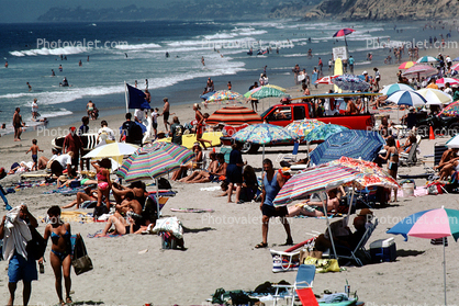 Del Mar, Parasol, Umbrellas, people, beach, Crowded Beach, Sand, Shoreline