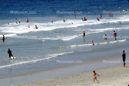 Del Mar, Crowded Beach, Waves, Pacific Ocean, summer, Sand, Shoreline