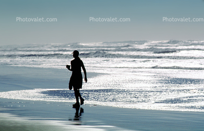 Woman Walking on the Beach, Ocean Beach, Ocean-Beach