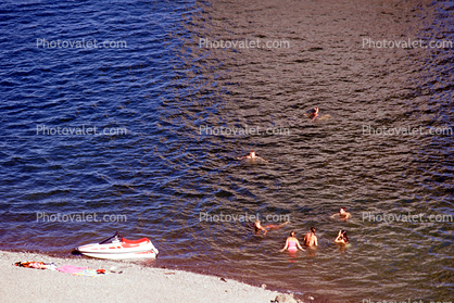 Swimmers, Swimming, Beach, Water, Lake Sonoma, Sonoma County, California
