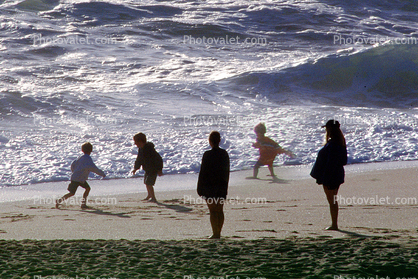 Beach, Sand, waves, water, children playing, beachwear