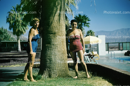 Two Lady Friends, Poolside, 1950s