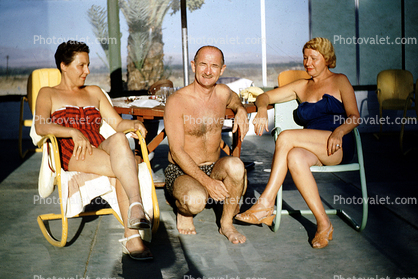 Man, Women, Poolside, lounge chair, Annza Borrego Desert State Park