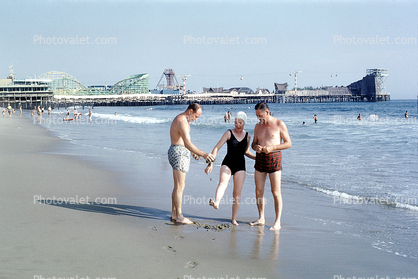 beach, sand, water, POP Park, Pacific Ocean Park, Pier, Amusement Park, 1950s