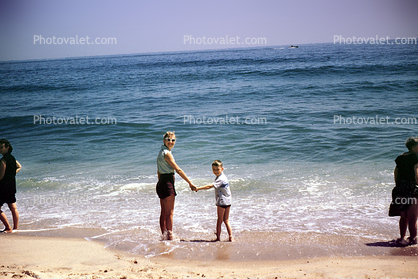 Mother and Son, beach, Atlantic Ocean, Long Island, 1950s