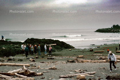 beach, waves, driftwood, sand, ocean, Fort Canby State Park, (Cape Disappointment State Park)