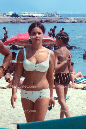 Woman, Beach, Sunny, Summertime, Bikini, 1960s