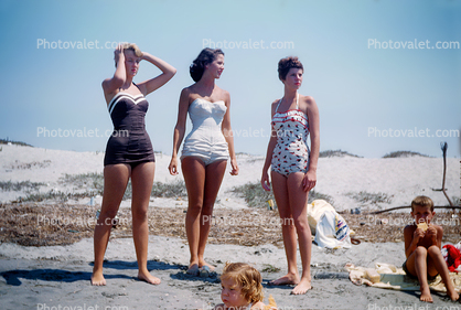 Women, Sunny, Summertime, Swimsuit, 1950s