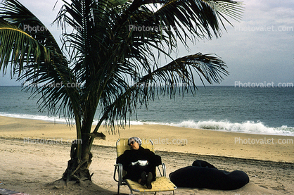 Palm Tree, Beach, Sand, Sandy, Woman, 1960s