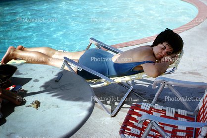 Napping Lady, woman, aio bathing suit, keys, 1960s