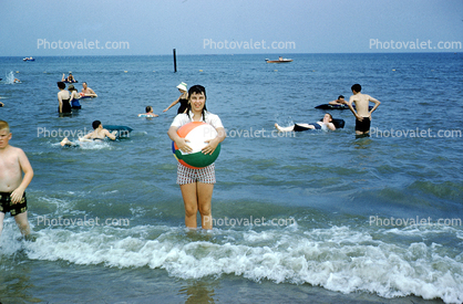 Sand, Ocean, Ball, Buckroe Beach, Hampton, Virginia, 1950s