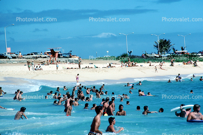 Beach, Sand, Pacific Ocean, Waikiki, Hawaii, 1985, 1980s