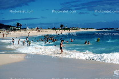 Beach, Sand, Pacific Ocean, Waikiki, Hawaii, 1985, 1980s