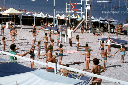 Excercising, beachwear, 1950s