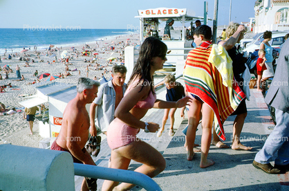 Beach, Sand, Ocean, crowds, people, Hossegor, Atlantic Ocean, 1967, 1960s
