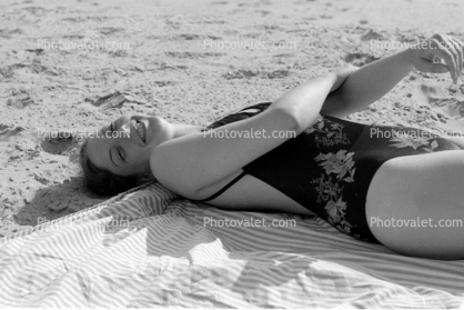 Woman, Beach, Sand, Ocean, Girl, 1970s