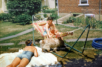 Woman, Son, Hammock, Backyard, 1950s