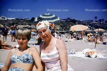 Beach, Sun, Laguna, Mother, Daughter, 1960s