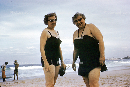 Women, Beach, Sunglasses, 1950s