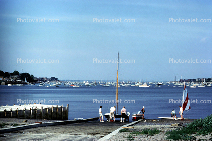 Boat Ramp, Harbor, Water, Sailboats, Marblehead, Massachusetts, 1966, 1960s