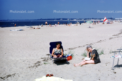 Beach, Sand, Ocean, Sandy, Woman, Chair, 1966, 1960s