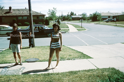 woman, car, retro, bikini, 1965, 1960s
