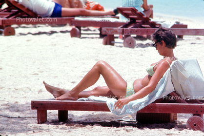 Sun Worshiper, Woman, Lounge Chair, Beach, 1968, 1960s