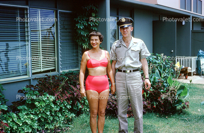 Woman, Man, Smiles, Uniform, 1962, 1960s