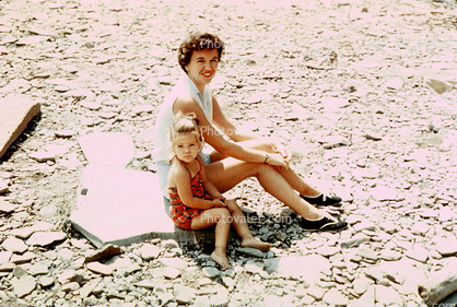 Mother, Daughter, Beach, 1950s