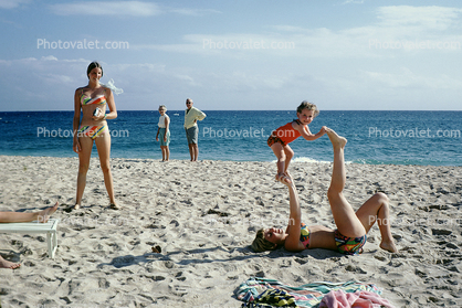 Acrobatics on the Beach, Sand, Water, 1968, 1960s