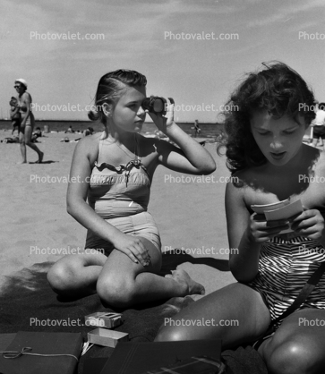 Women Sitting on a Beach, 1960s