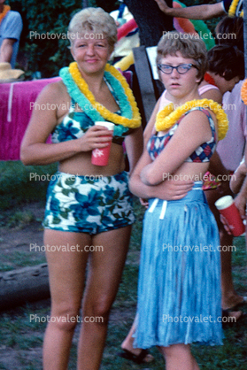 Mother, Daughter, Bikini, Grass Skirt, 1960s