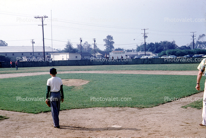 Empty Ballpark, Stadium, Little League Baseball, April 1957, 1950s