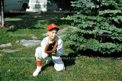 Boy with a mitt, Retro, Little League Baseball, March 1958, 1950s
