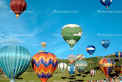 A Gathering of Balloons in the Morning, Rocky Mountains, Snowmass Hot Air Balloon Festival, Aspen, 12, July 1986