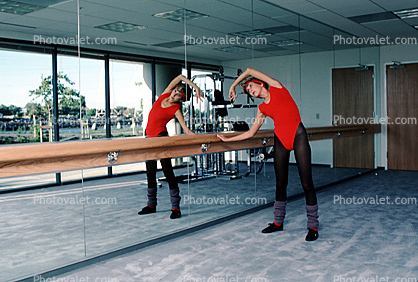 Woman, Mirror, Stretching