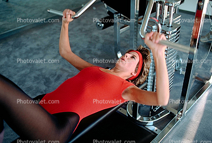 Woman, Stretching, Weight Training