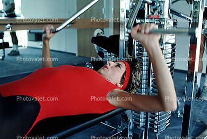 Woman, Stretching, Weight Training
