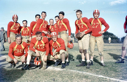 Football Team, Men, Guys, field, helmets, uniforms, 1943, 1940s