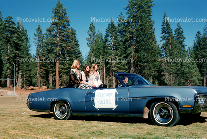 Homecoming Queens, 1970 Buick LeSabre, North Tahoe High School, Placer County, Tahoe City, May 1975