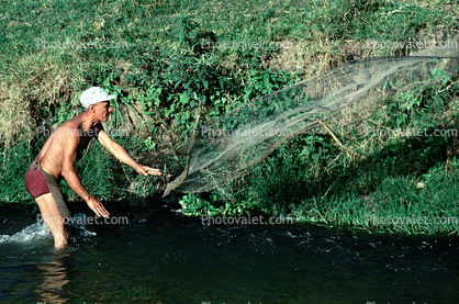 Man, Boy, Net Fishing, El Salvador
